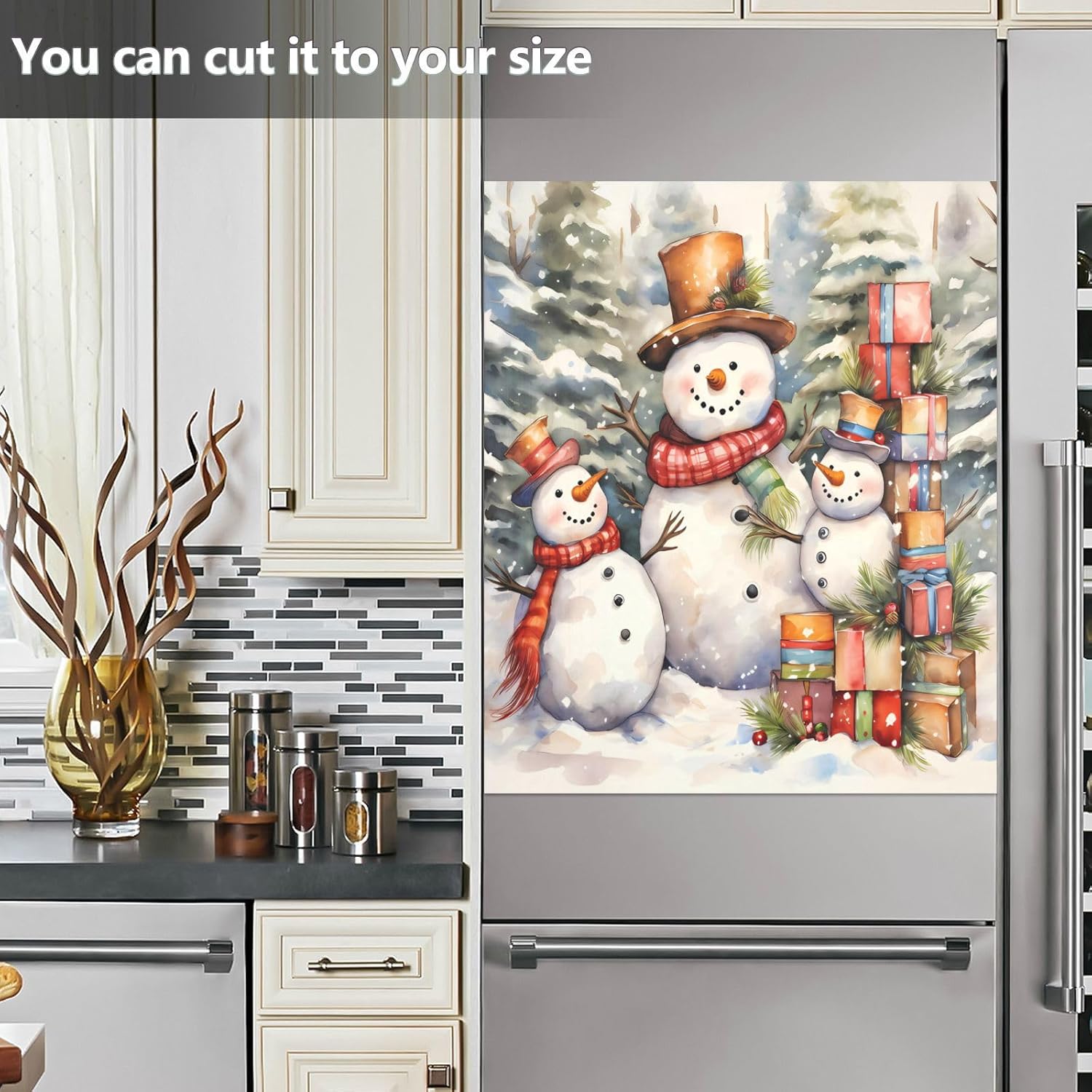 Dishwasher Magnet Cover Front Door Christmas Snowman Landscape Decorative Refrigerator Covers Magnetic Sheet Sticker Wash Machine Fridge Panel Decal for Kitchen Appliance 23x26 in image 5