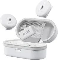 Microfone de Lapela Boya Omic-U 2.4GHz USB-C Branco: Áudio Profissional de Alta Definição para Podcasts, Entrevistas e Lives