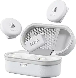 Microfone de Lapela Boya Omic-U 2.4GHz USB-C Branco: Áudio Profissional de Alta Definição para Podcasts, Entrevistas e Lives