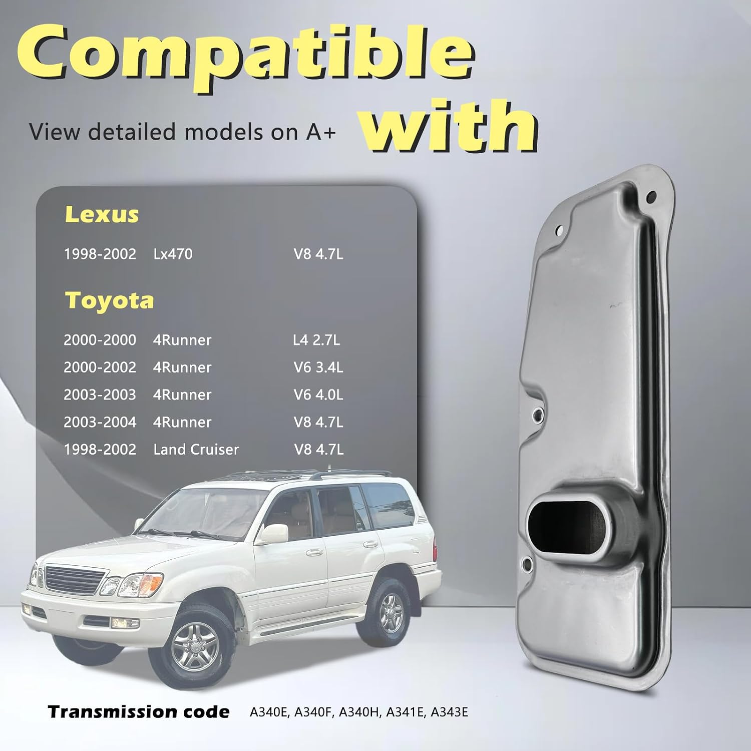 A340E A340F A340H A341E A343E Automotive Trans Transmission Filter Kits Oil Pan Gasket Fits for Lexus for Toyota Tacoma Tundra 4Runner Land Cruiser Sequoia Lx470 98-09# 35330-60030