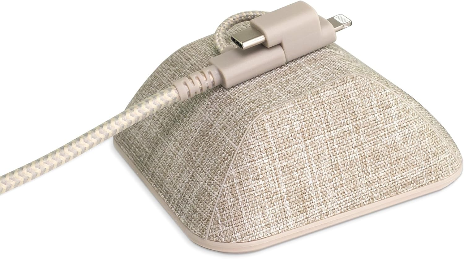 Smartish Cable Holder and Charger Combo - Cable Wrangler Organizer with 3-in-1 Universal Charging Cable - Lightly Toasted Beige