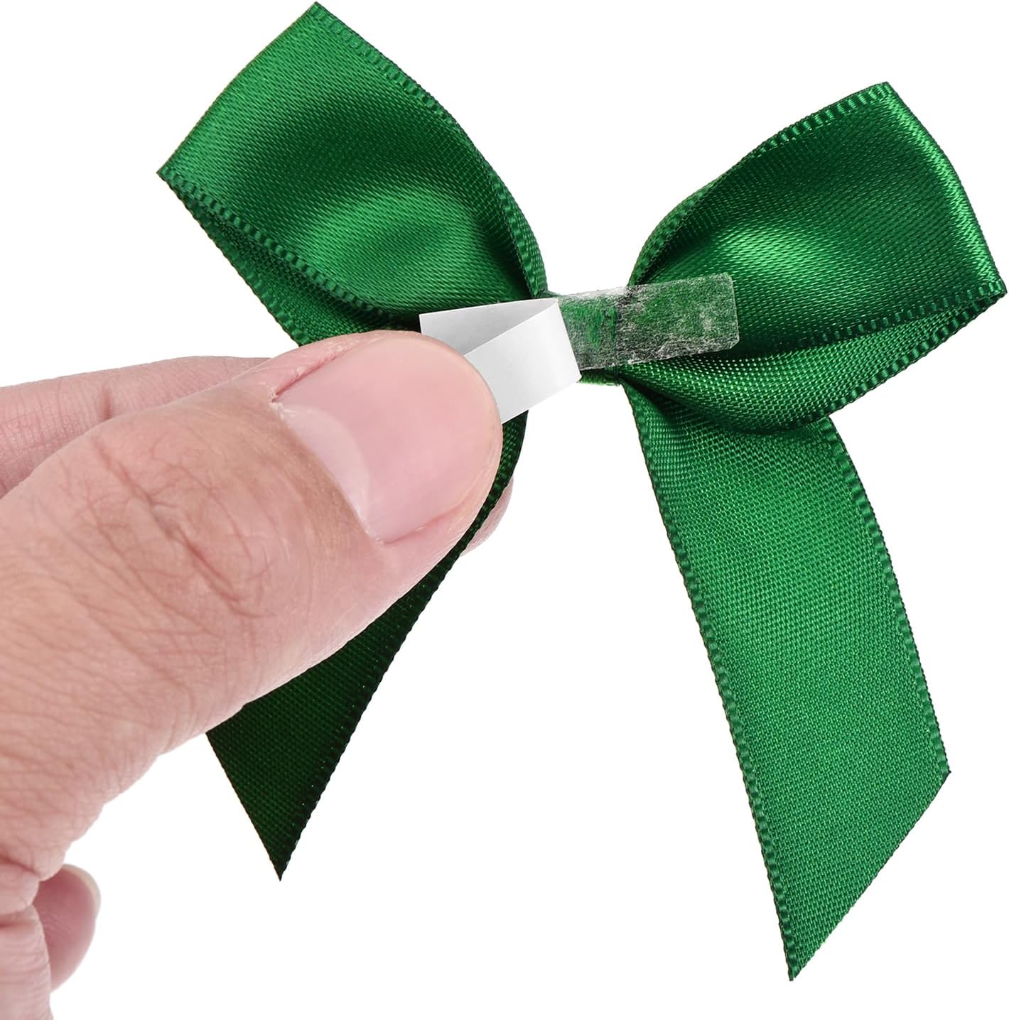 MECCANIXITY 50Pcs Mini Ribbon Bow 2.5" Mini Fabric Satin Ribbon Flower Bows for Craft DIY Sewing Wedding Birthday Party Emerald Green - Image 5