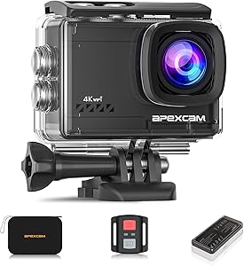 Apexcam Sports Camera 4K60 EIS with Organizer Bag WiFi Underwater Camera Waterproof 40M Action Camera Wide Angle 2.4G Remo…