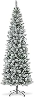 Vista 106 de Glitzhome Prelit Christmas Tree, 6ft Flocked Artificial Christmas Tree Serene Snowscape Fir with 300 Warm White Lights for Home, Office, Party