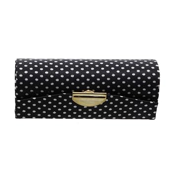 Small Polka Dot Ladies Lipstick Case With Mirror Purse Holder Black