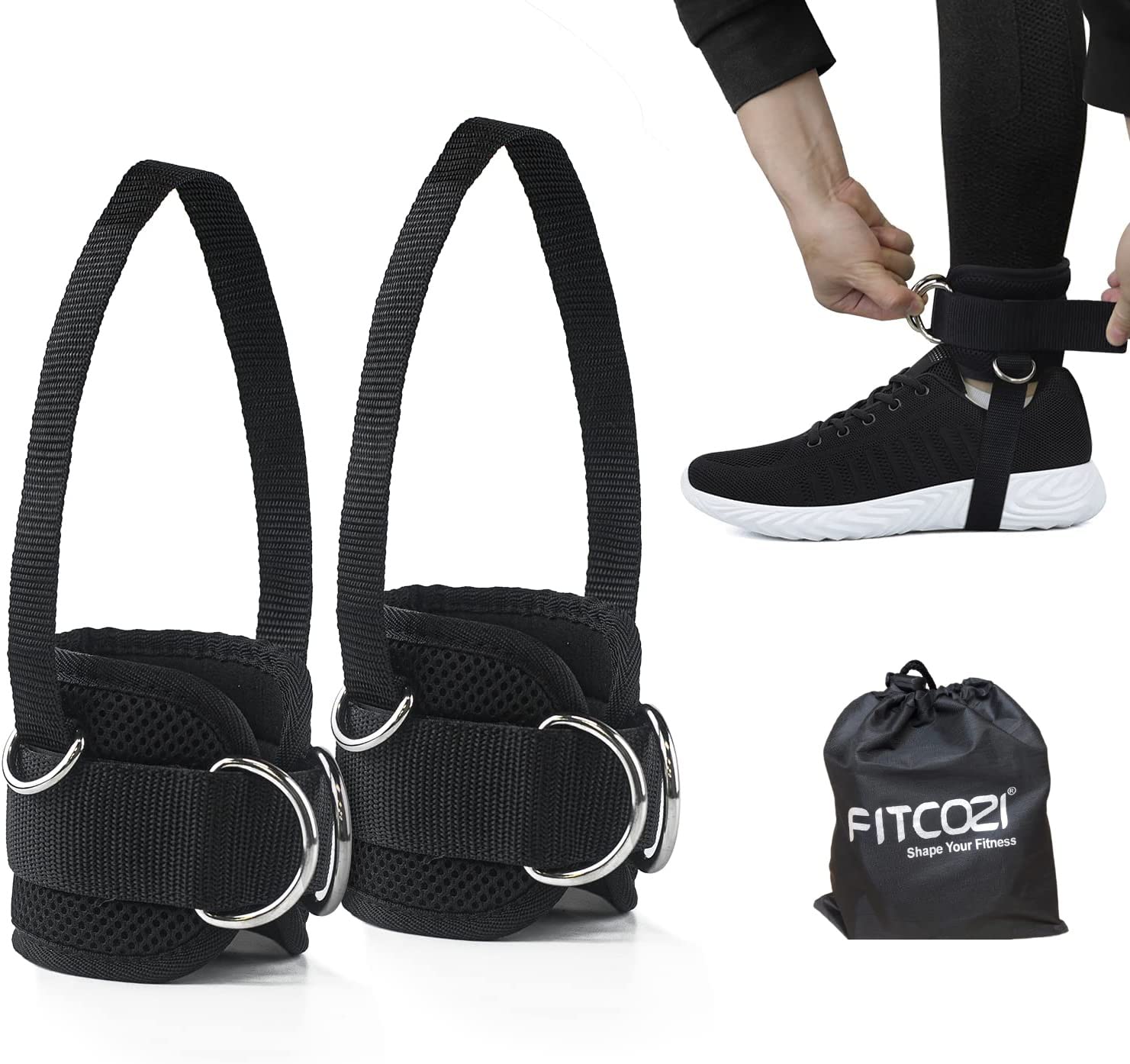 FITCOZI Ankle Straps for Cable Machines Kickbacks - Adjustable Comfort Ankle Cable Attachments for Gym Ankle Cuff Cable Machine Glute Kickback Straps - Leg Extensions, Curls & Ankle Cuffs Women-image-26