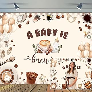 5 x 3 ft Coffee Baby Shower Backdrop a Baby is Brewing Coffee Baking Theme Backdrop Banner Balloon Bottle and Brunch Tea for Baby Shower Gender Reveal Birthday Party Photo Props Cake Table Decor