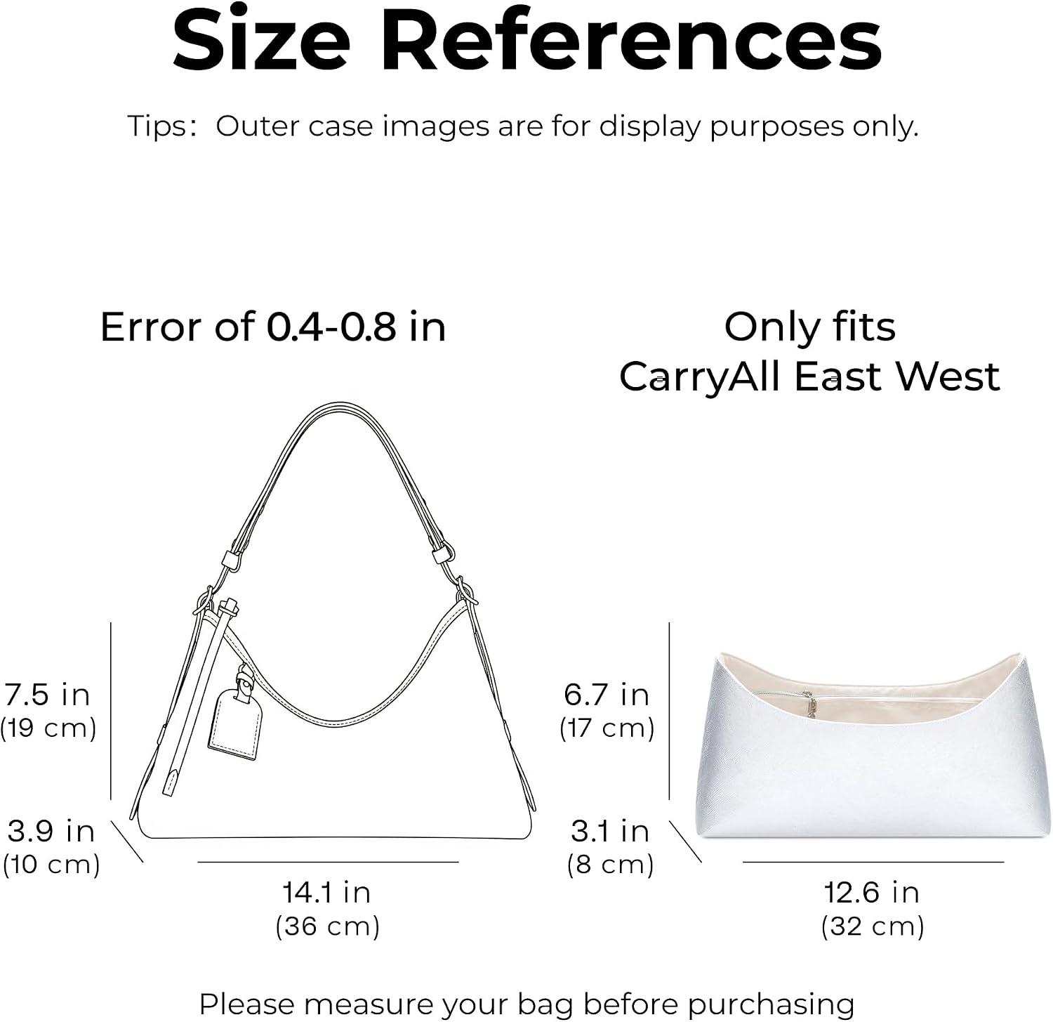 Handbag Organizer Insert for LV Carryall East West, Custom Fit Inside Premium Craie Lightweight WaterResistant Purse Insert with Cup Holder Accessories with Zipper image 2