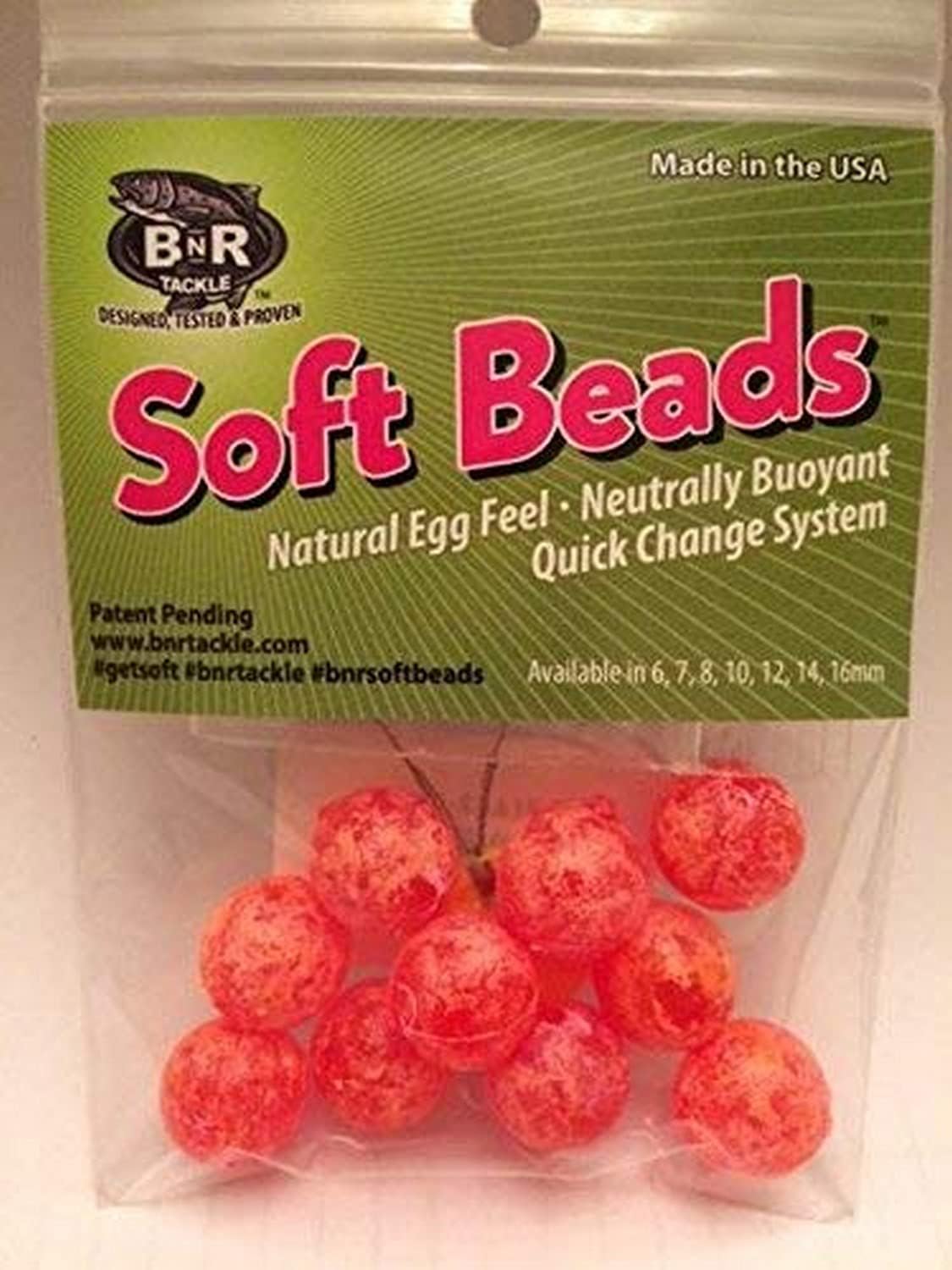 BnR Tackle SBCL12 Soft Beads, 12 mm, Clown, Neutral Buoyancy, 10/Pack