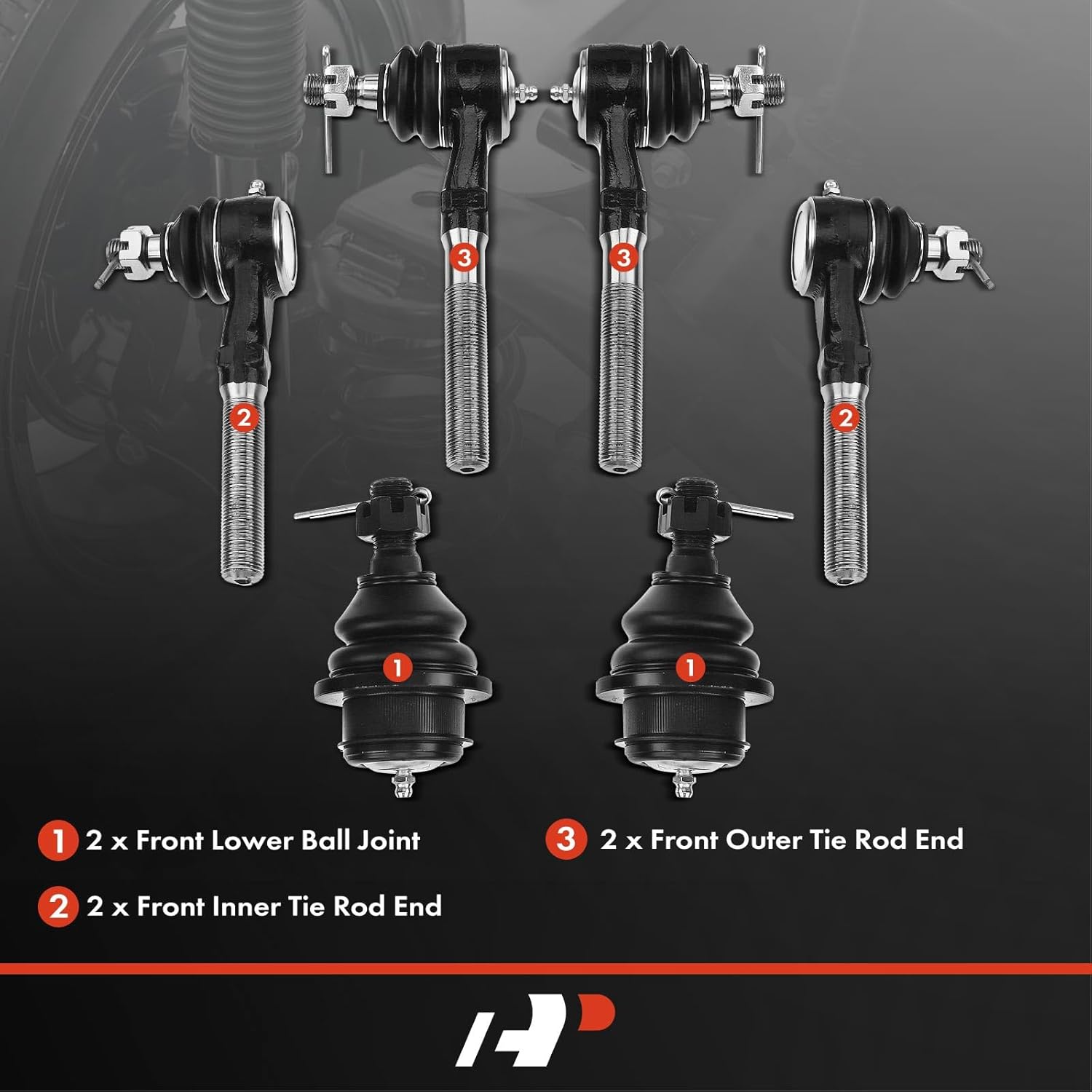 A-Premium Set of 6, Front Lower Ball Joint & Inner Outer Tie Rod End, Compatible with Ford F-150 97-03, F-150 Heritage 04, F-250 97-99, Expedition 97-02, Lincoln Navigator 98-02, 4WD Only
