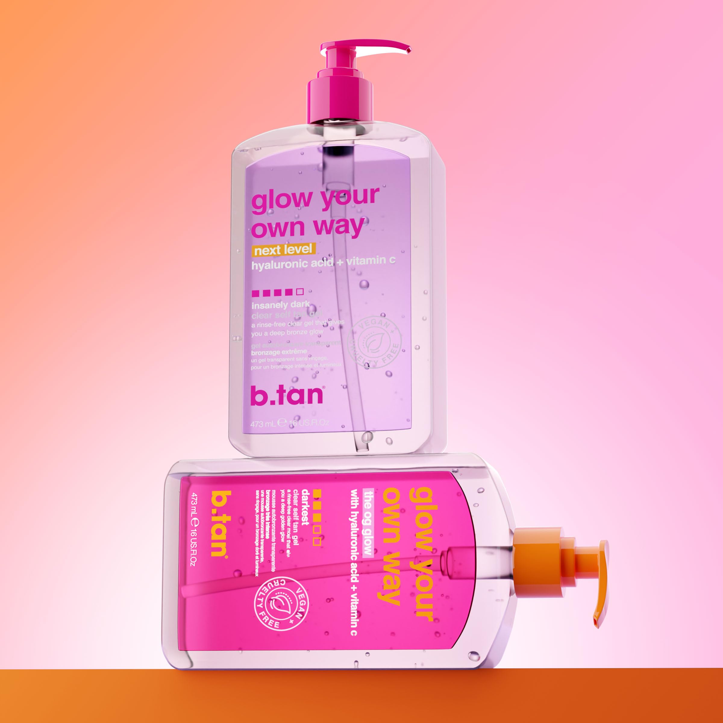 B.Tan Glow Your Own Way – Next Level Self Tan Gel for Women 16oz Gel