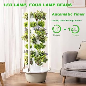 Vertical Hydroponic Garden Tower System Indoor Outdoor Home Grow Kit, Aeroponic Tower Garden System with 30l Tank, 20-36 Holes, Soilless Cultivation Vertical Hydroponic Garden Tower,28pods