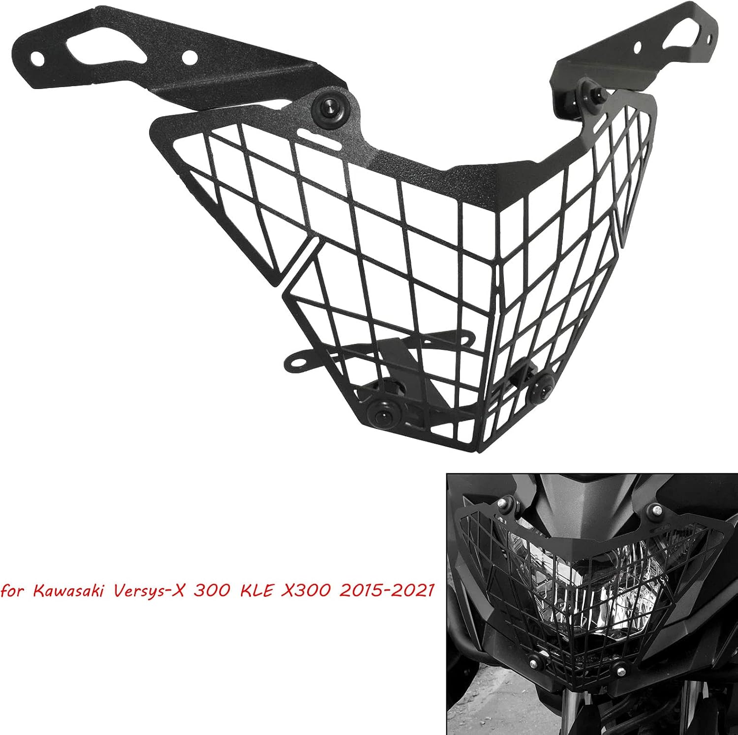Motorcycle Headlight Protector Headlight Protection Cover Grille Guard for Kawasaki Versys-X 300 KLE X300 2015-2021