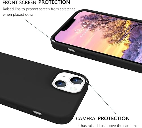 Miniatura 5 de GUAGUA Funda compatible con iPhone 13 de 6.1 pulgadas, silicona líquida de gel suave, delgada, forro de microfibra delgada, textura de cojín, funda