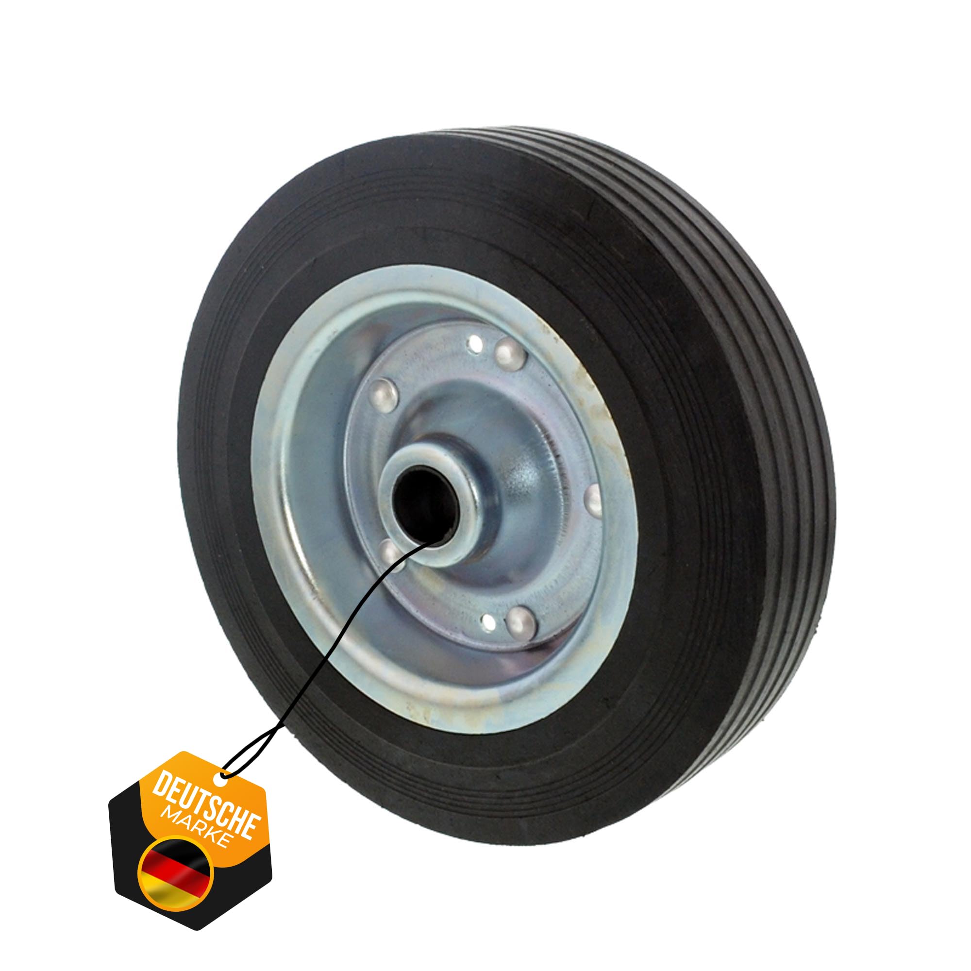 Ersatzrad 200x60 mm für PKW Anhänger-Stützrad | 400 kg Traglast | Ø 20mm Achsdurchmesser | Vollgummi mit Stahlfelge