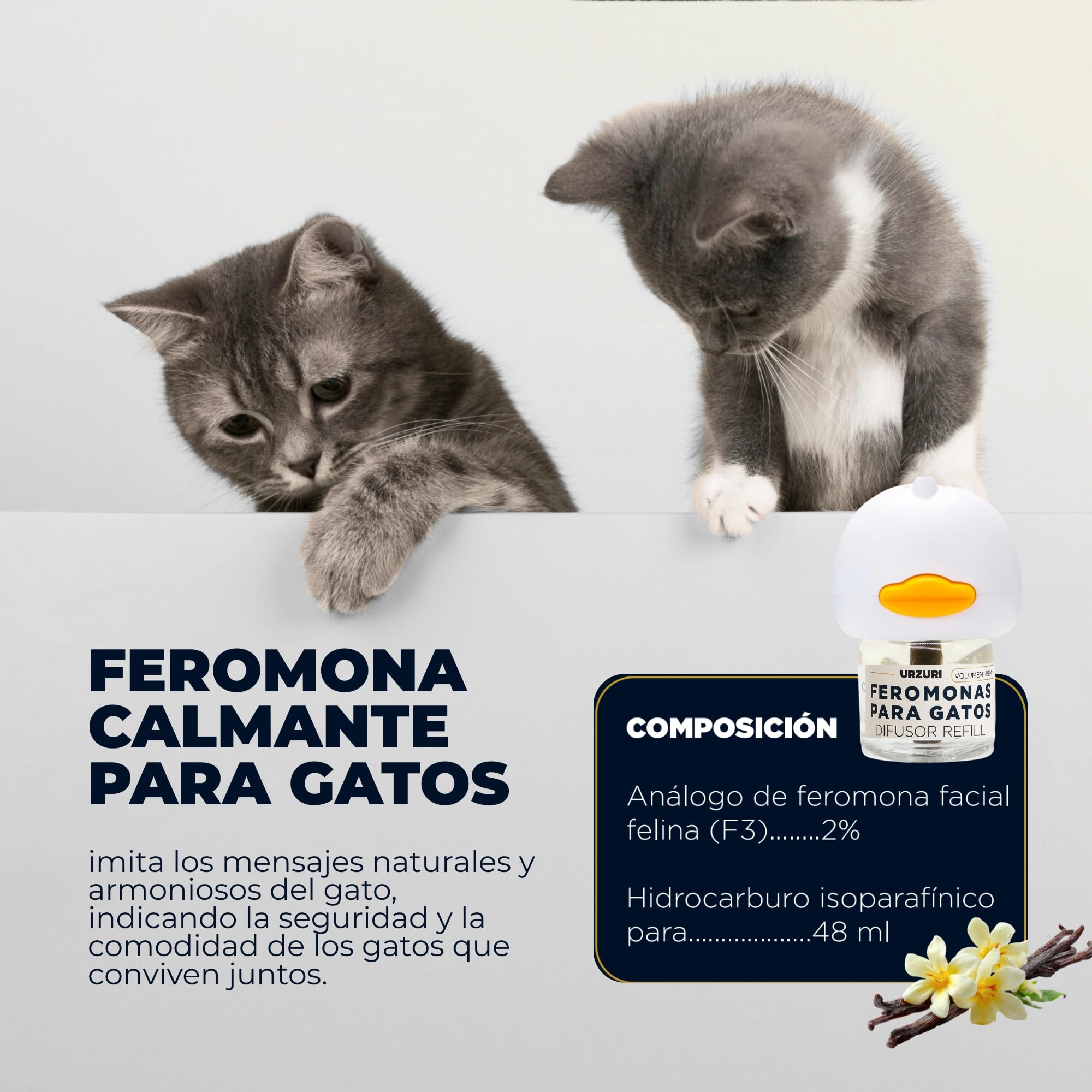 Kit Difusor y Recambio de Feromonas Faciales F3 para Gatos | Sistema de Bienestar Felino de Larga Duración (30 Días / 70m²) | Indicado para Marcaje con Orina, Rascado Vertical y Tensión Multigato
