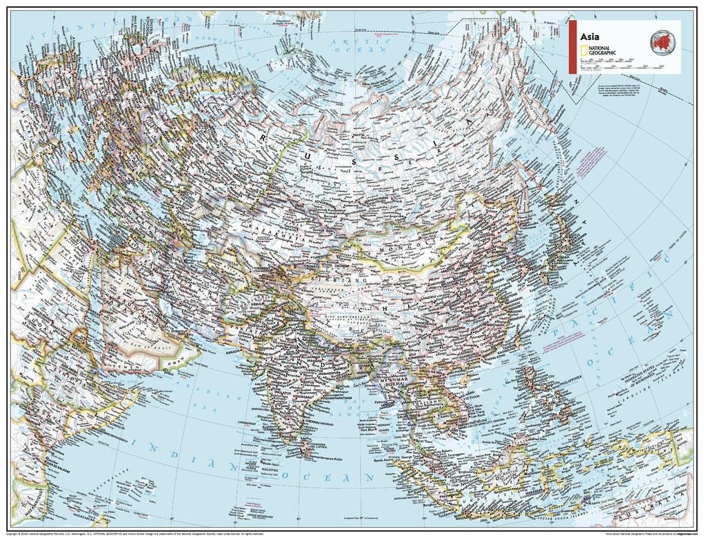 National Geographic Maps: Asia Political Wall Map - Compact - 54 x 41 cm - Front Lamination