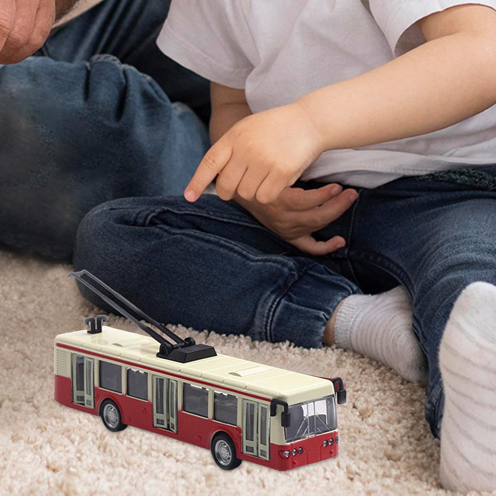 predolo Miniatur Straßenbahn Modell 1:90 Fahrzeug mit DREI Türen für Sammler und Dekoration, Rot