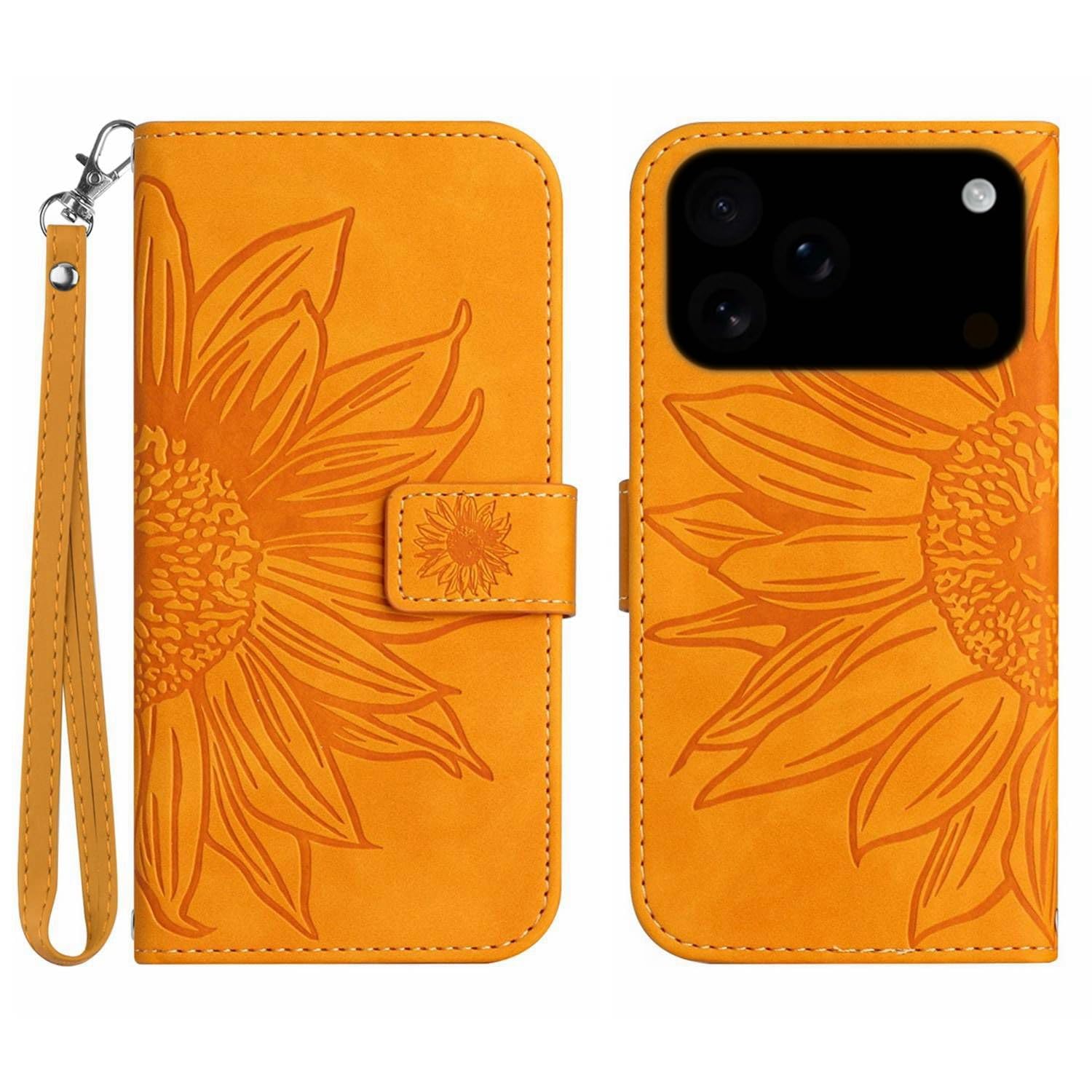 Coque iPhone 16 Pro tournesol avec protection intégrale et rabat - 7