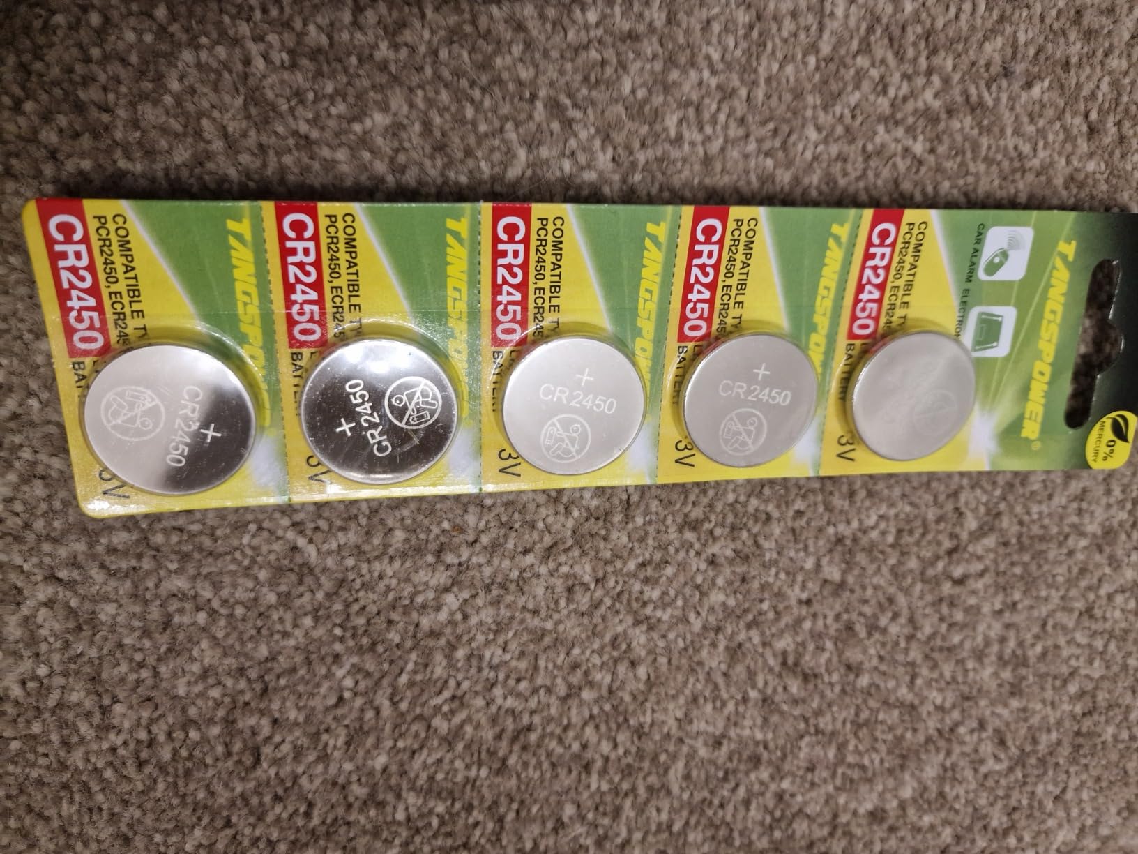 CR2450 Batteries 3V 2450 Lithium Pack of 5 Button Batteries For gadgets