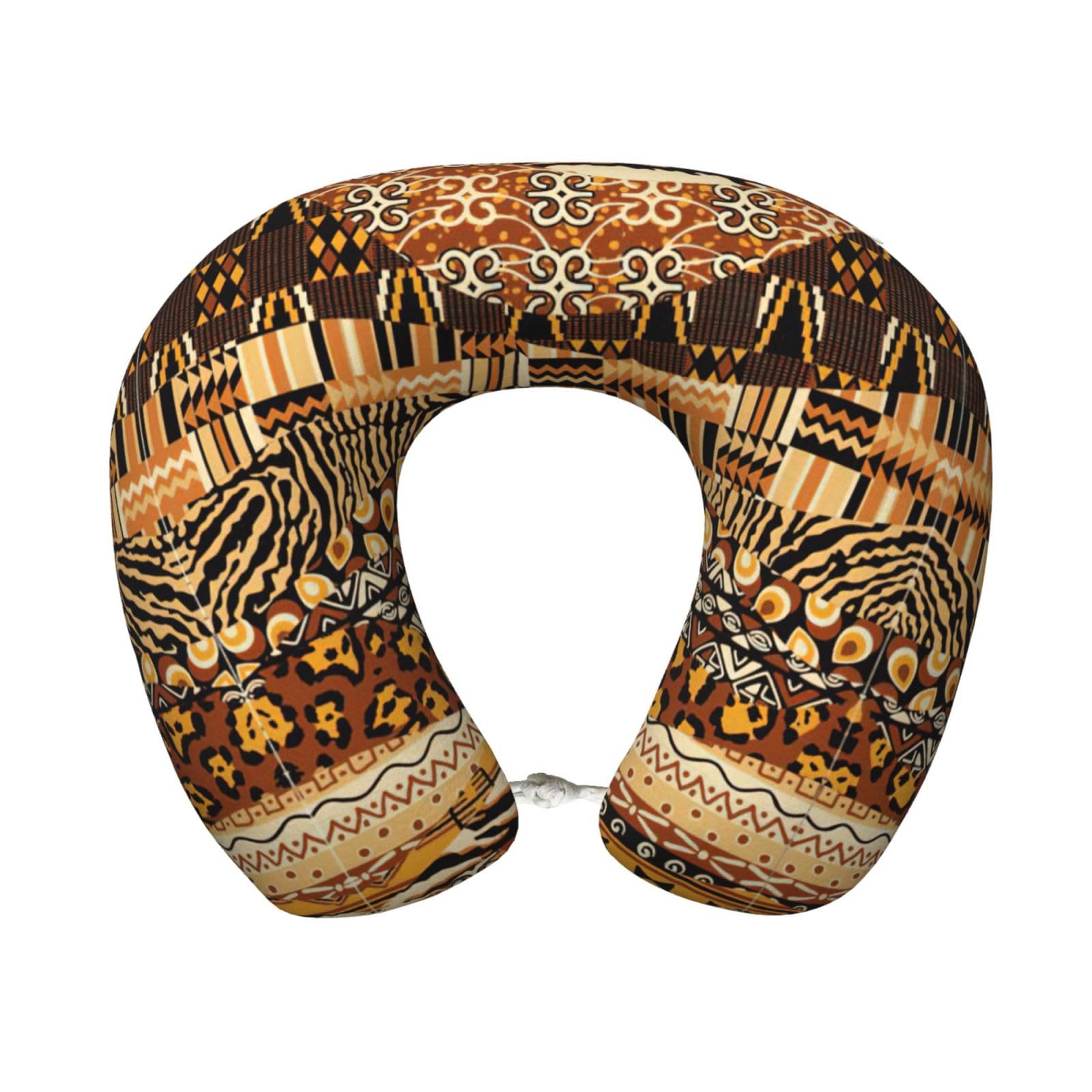 ASFgda U-Shape Memory Foam African Style Patchwork Print Travel Pillow,Neck Support,Washable Cover For Airplane Car Home Office