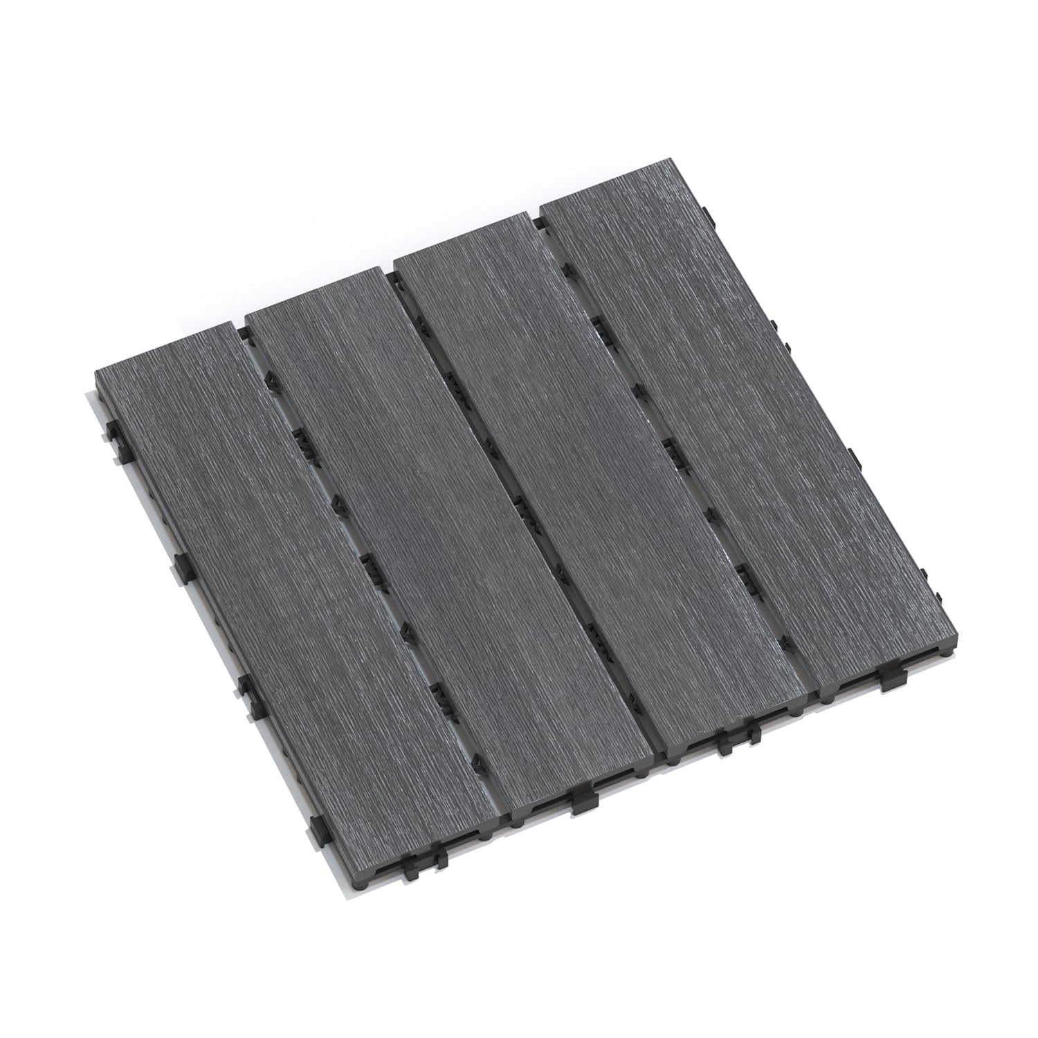 22 Pieces Set of WPC Wood Plastic Composite Courtyard Deck Tiles DIY Interlocking Deck Tiles, Quick Splicing Armored Floor Tiles, Courtyard Tiles, Waterproof Indoor and Outdoor,Dark Grey