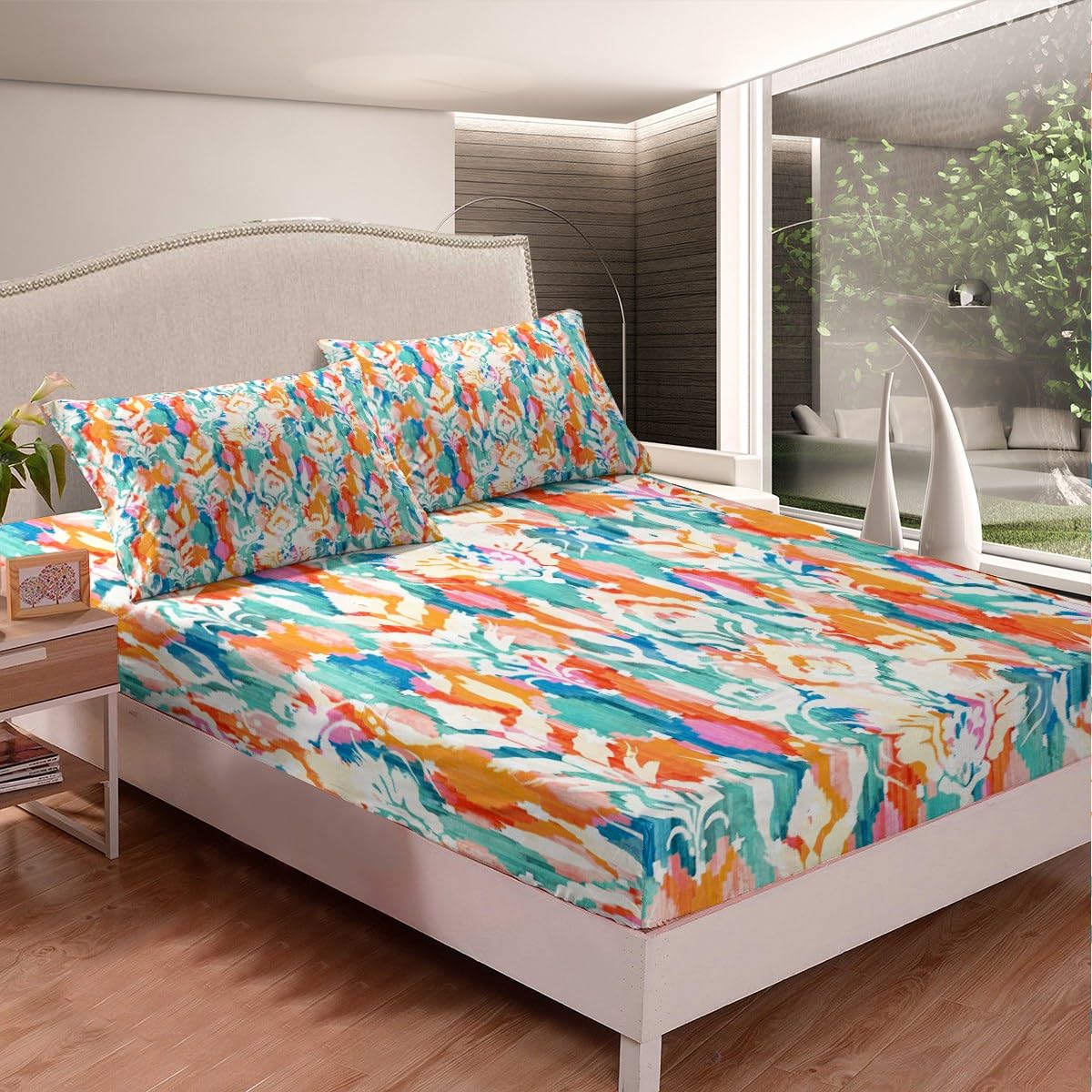 LifeTB Set Lenzuola Per Letto Singolo Floreale Bohémien – 3 Pezzi (1 Lenzuolo, 1 Con Angoli Tasca Profonda 40 Cm, 1 Federa), Morbida Microfibra