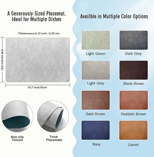 Miniatura 3 de UnivoColors - Juego de 4 manteles individuales de piel sintética con patrón de piel de vaca lavada, impermeables, fáciles de limpiar,