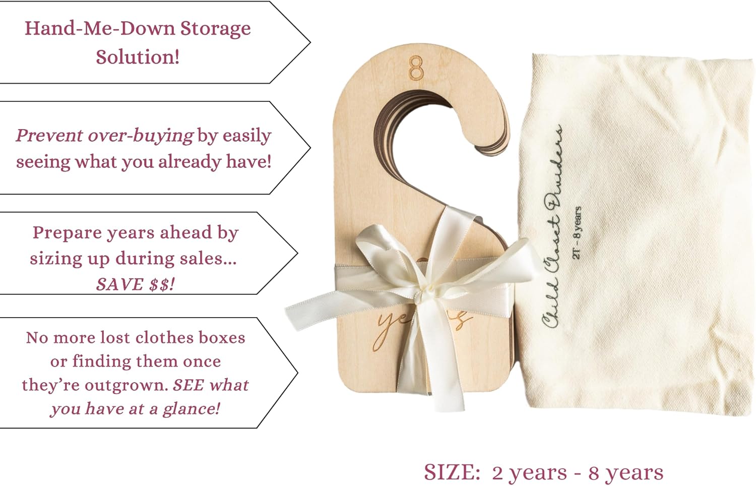 Modern Double-Sided Toddler Closet Dividers, Child Closet Organizers – Set of 7 Durable Kids Closet Size Hangers