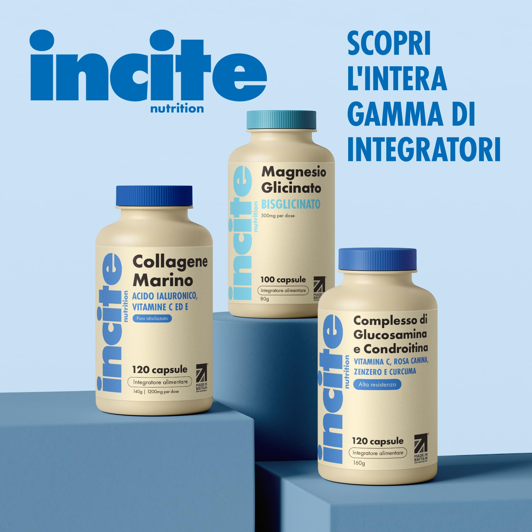 Incite Nutrition Complesso ad alta resistenza con glucosamina e condroitina con MSM, vitamina C, zenzero, rosa canina - Integratori per la cura delle articolazioni, 120 pezzi (confezione da 1)
