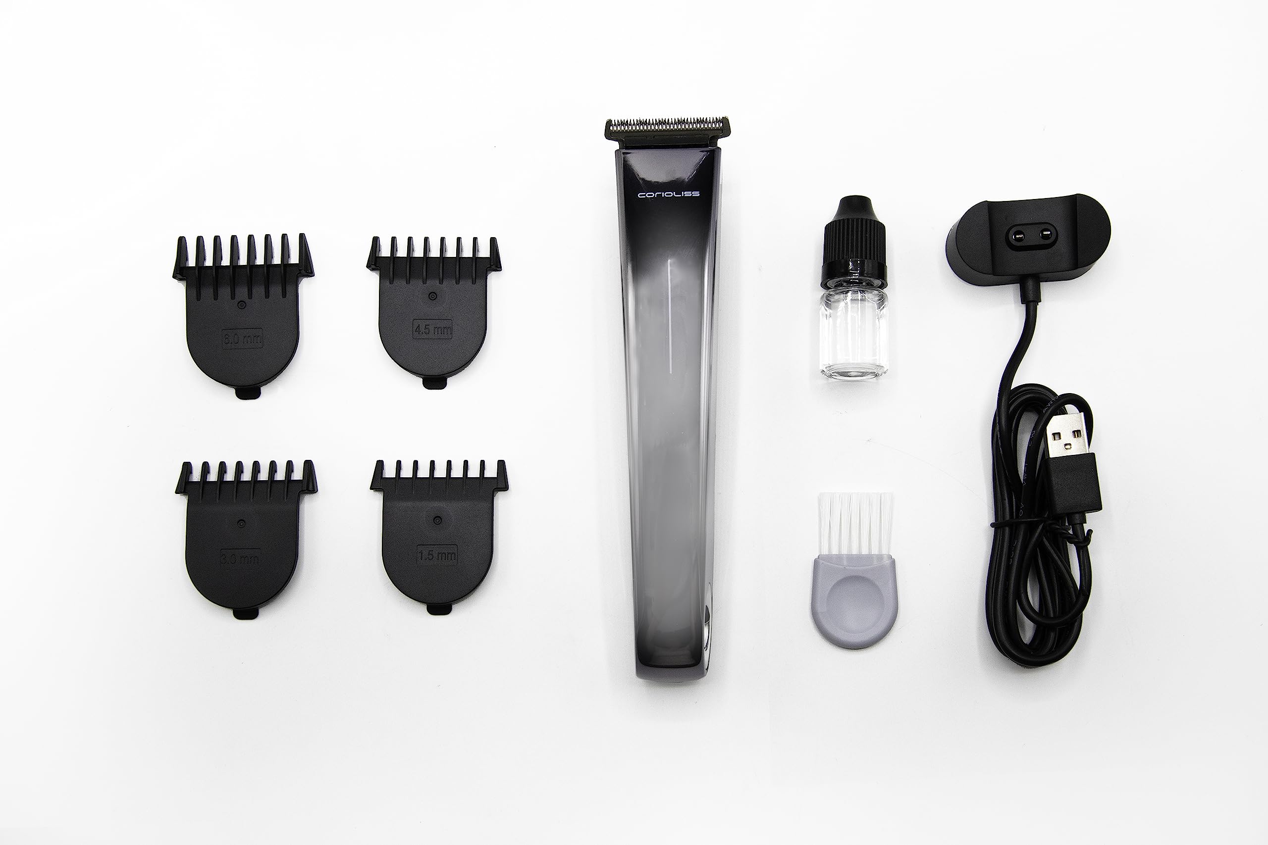 Corioliss Hair Beard Trimmer 265 for Men Professional Cordless Rechargeable Unique Touch Start System, Metallic Silver