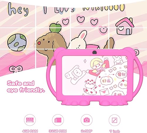 Miniatura 4 de Tablet para niños, tablet de 7 pulgadas para niños 4GB+32GB admite expansión de 1TB, control parental preinstalado, tablet Android para niños,