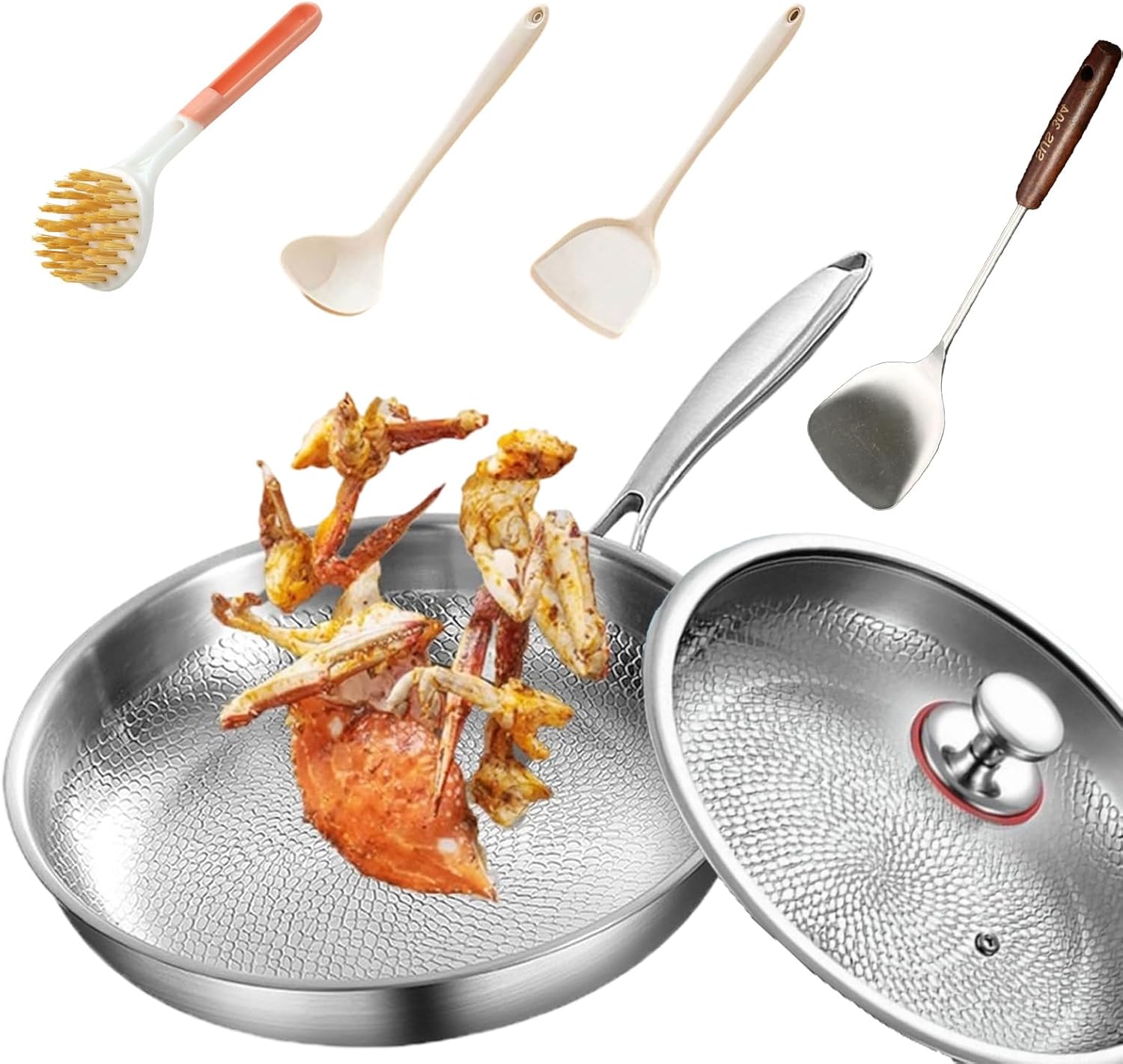 Titanium Pan with Lid, 100% Pure Titanium Pans for Cooking, 5 Sizes Non-Stick Pan, 2025 Ultra-Durable Taking over Kitchens, Non-Stick Frying Pans for Cooking