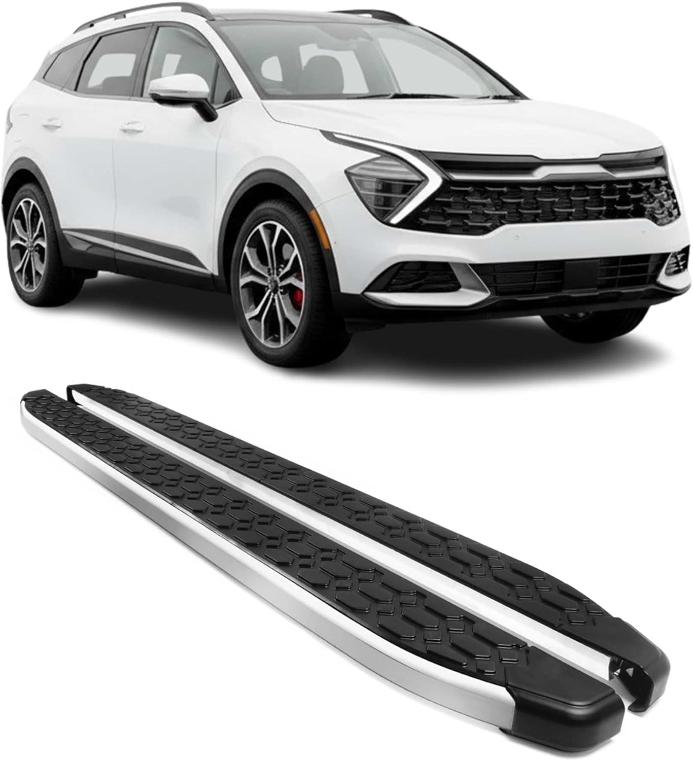 OMAC Side Step Running Boards Nerf Bars for Kia Sportage 2023-2026 Black Silver Alu