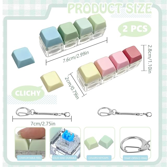 Foto 2 de 6 de 2 Piezas Teclado Fidget Toys, Fidget de Teclado para Adultos, Juguete para Ansiedad con Teclados