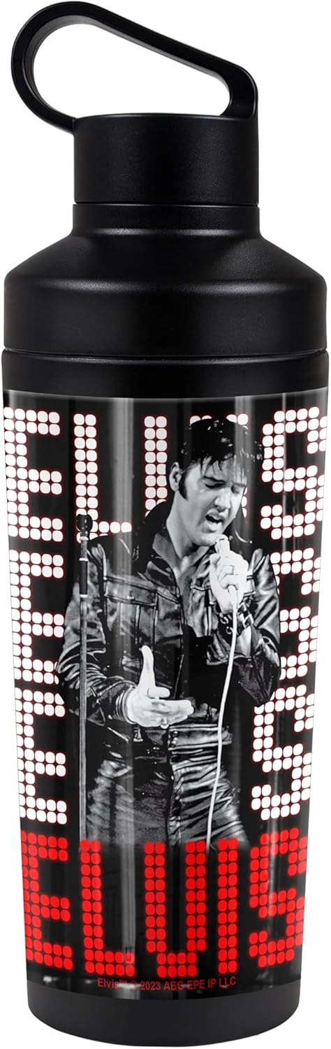 Elvis OFFICIAL 1968 18 oz Insulated Water Bottle, Leak Resistant, Vacuum Insulated Stainless Steel with 2-in-1 Loop Cap