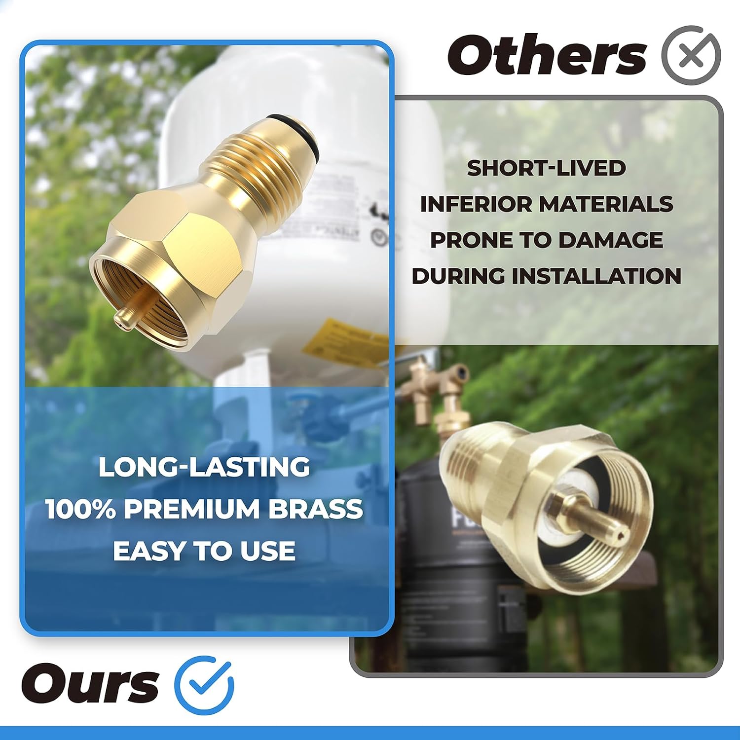 PalpitateC F276172 Replacement for Propane Tank Refill Adapter, fit for Fuel Keg 1lb Refillable Propane Tank Kit, 100% Brass