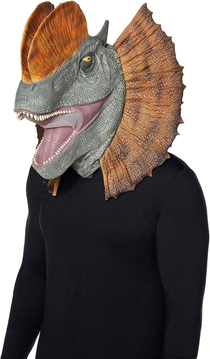 Spirit Halloween Dilophosaurus Full Mask - Jurassic Park, Unisex Adult, ONE Size FITS Most Standard, Multicolor