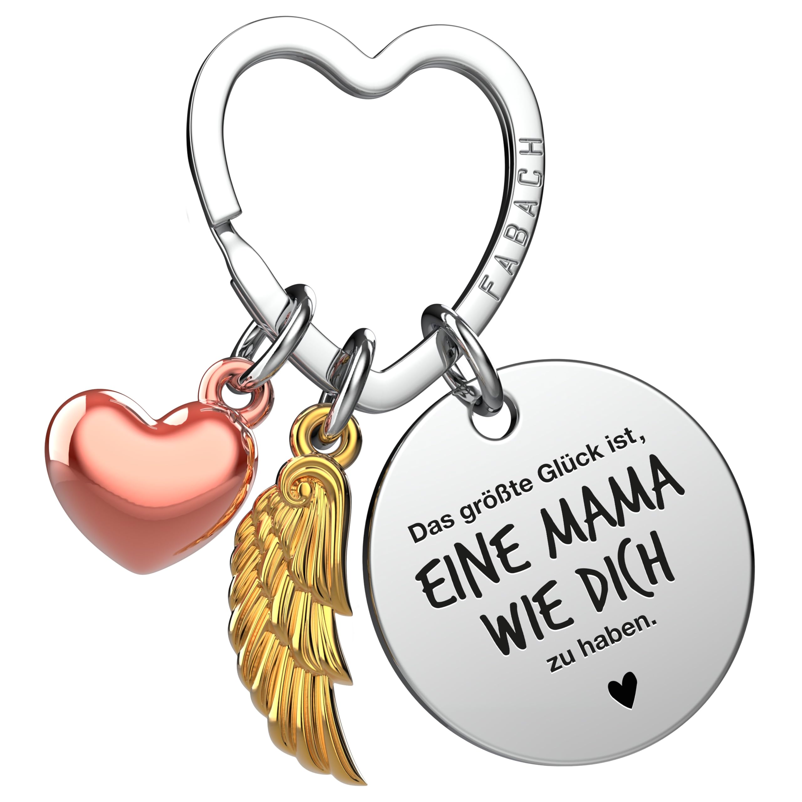 FABACH Beste Mama Schlüsselanhänger Schutzengel Glücksbringer mit Herz und Gravur - Beste Mama Geschenke Schlüsselanhänger - Beste Mama Geschenk Engel Glücksbringer Muttertag
