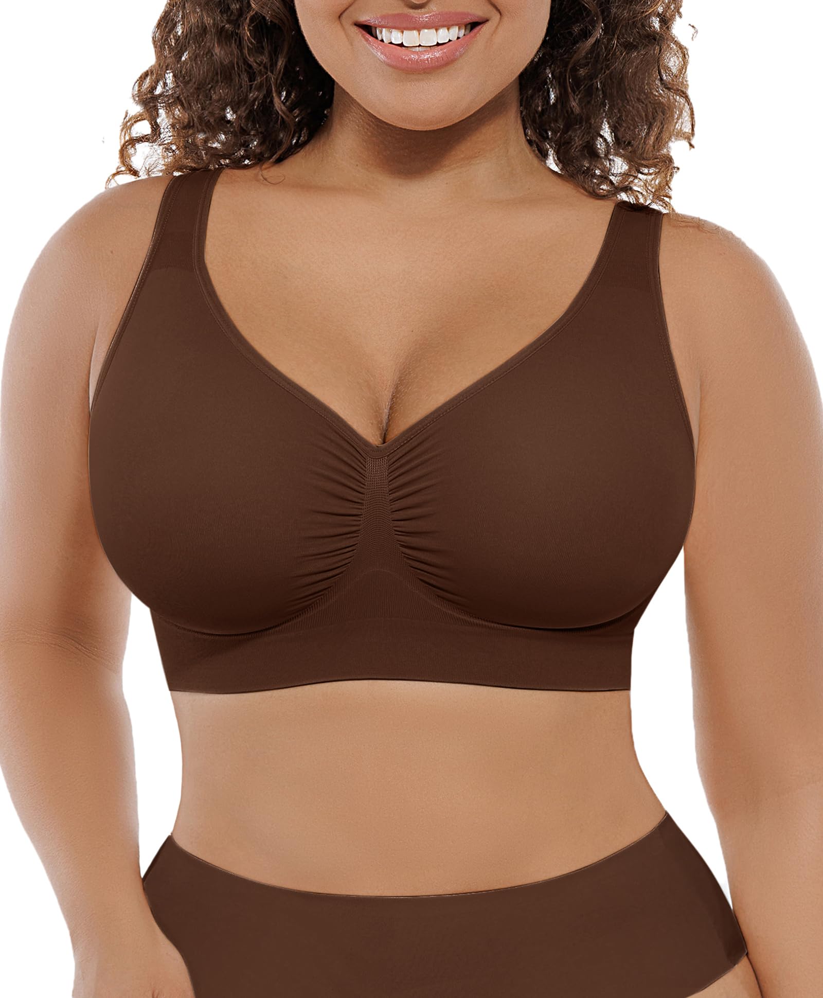 FeelinGirl Seamless Everyday Bras for Women No Underwire with Wide Straps | Full Coverage, Comfy Sleep Bra, Smooth, Wide Back Bralettes, Wireless, Buttery Soft Tshirt Bra, Unlined, No Show