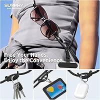 Vista 3 de SURPHY Cordón para teléfono, correa cruzada ajustable para teléfono con 2 pestañas de amarre para teléfono celular, hebillas de metal de alta Negro
