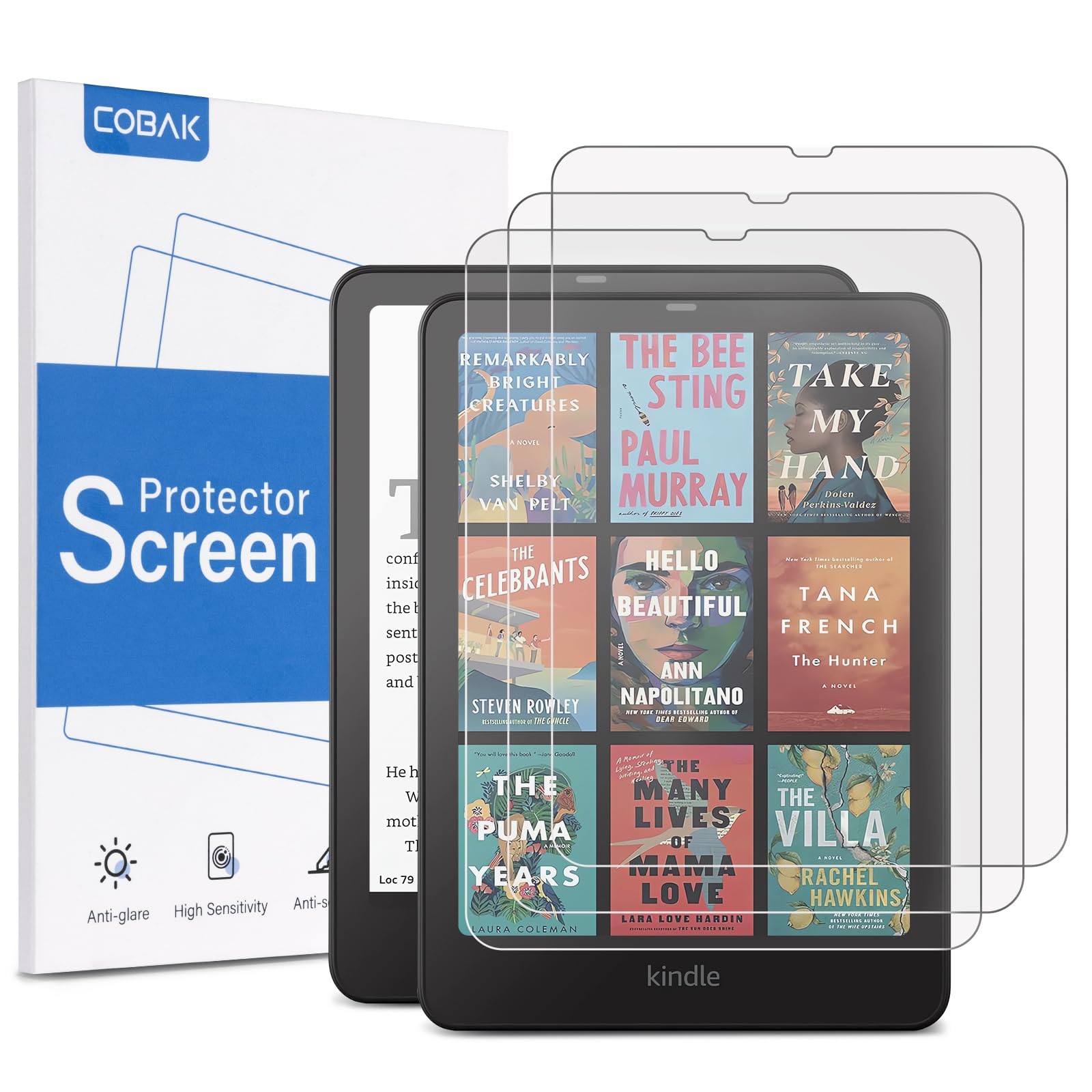 CoBak 3 Pack Anti-Glare Matte Screen Protector for 7" Kindle Paperwhite 2024, Kobo Aura H2O Edition 2 - High Clarity, Fingerprint Resistance - PET Film