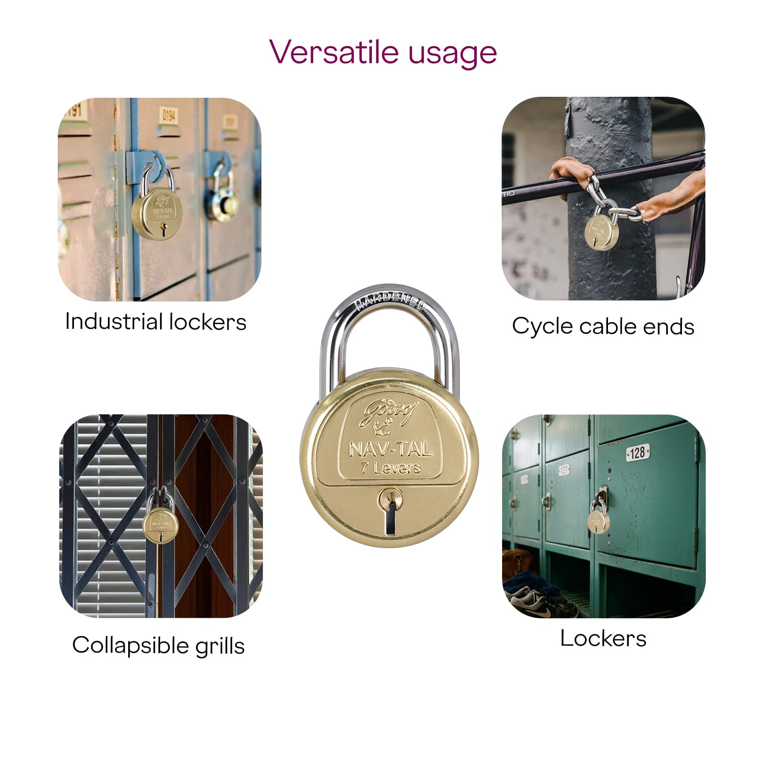 Godrej Padlock | Navtal 7 Lever with 21mm Shut Height | 65mm | Heavy Duty Brass Lock with Hardened Steel Shackle | 4 Keys | for Main Doors, Gates, Shutters, Lockers & Warehouses | 1 Yr Warranty — Amazon image 9