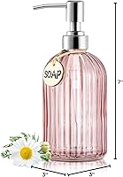 Vista 7 de Dispensador de Jabón de 16OZ con Bomba de Acero Inoxidable 304, Dispensador de Jabón Recargable de Vidrio Transparente con Rayas de Moda