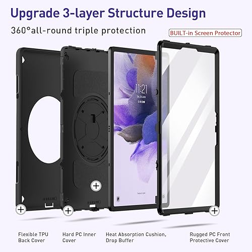 Vista 132 de Funda para Galaxy Tab S10 Ultra/S9 Ultra/S8 Ultra 14.6 INCH: Funda protectora de TPU para Samsung Tablet S9 Ultra/S8 Ultra 14.6" con soporte - Asa