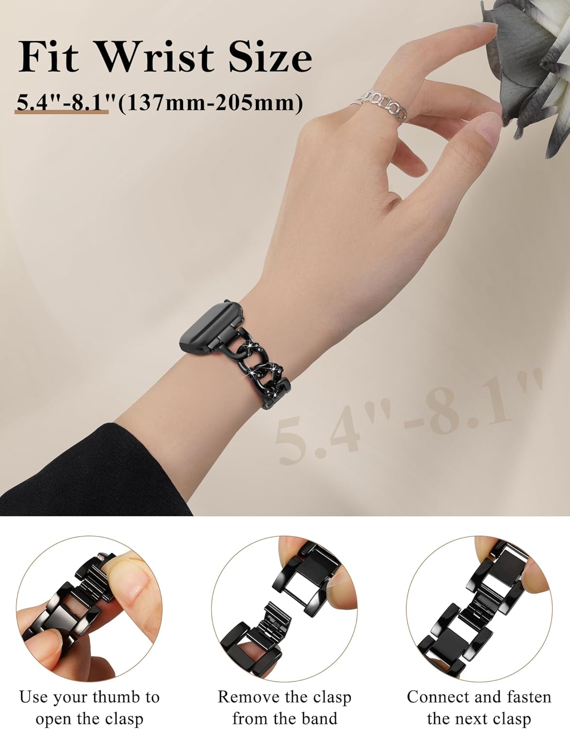 Wearlizer Compatible with Apple Watch Bands for Women 41/40/38/44/45/46/49/42mm, Dressy Fancy Bling Metal Chain Strap Pretty Designer Bracelet for iWatch Series 11 10 9 8 7 6 5 4 3 SE/Ultra 3 2 1 - Image 4