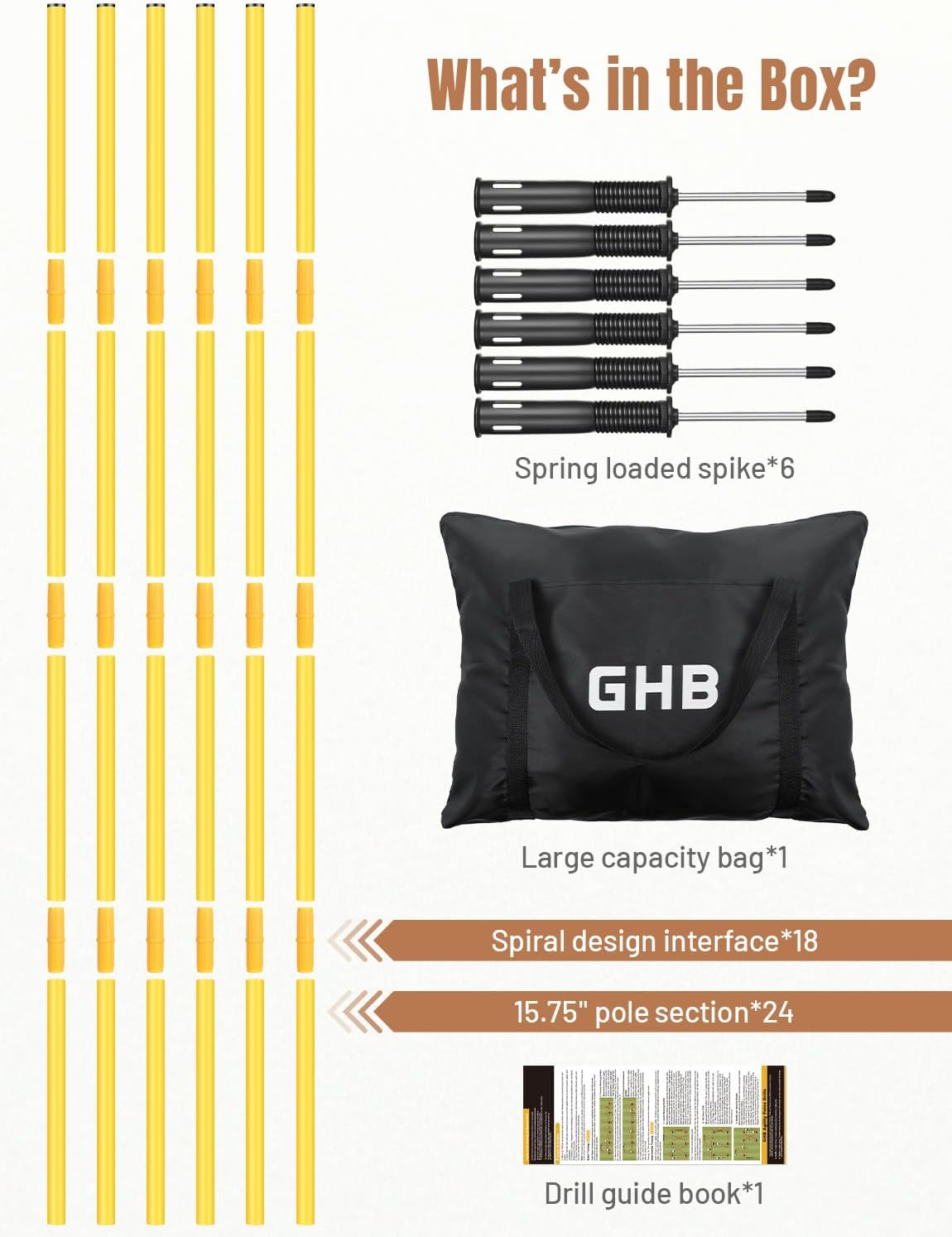 GHB Agility Poles 6 Pack 6ft Sports Soccer Training Poles,Detachable Speed Training Equipment Football Accessories
