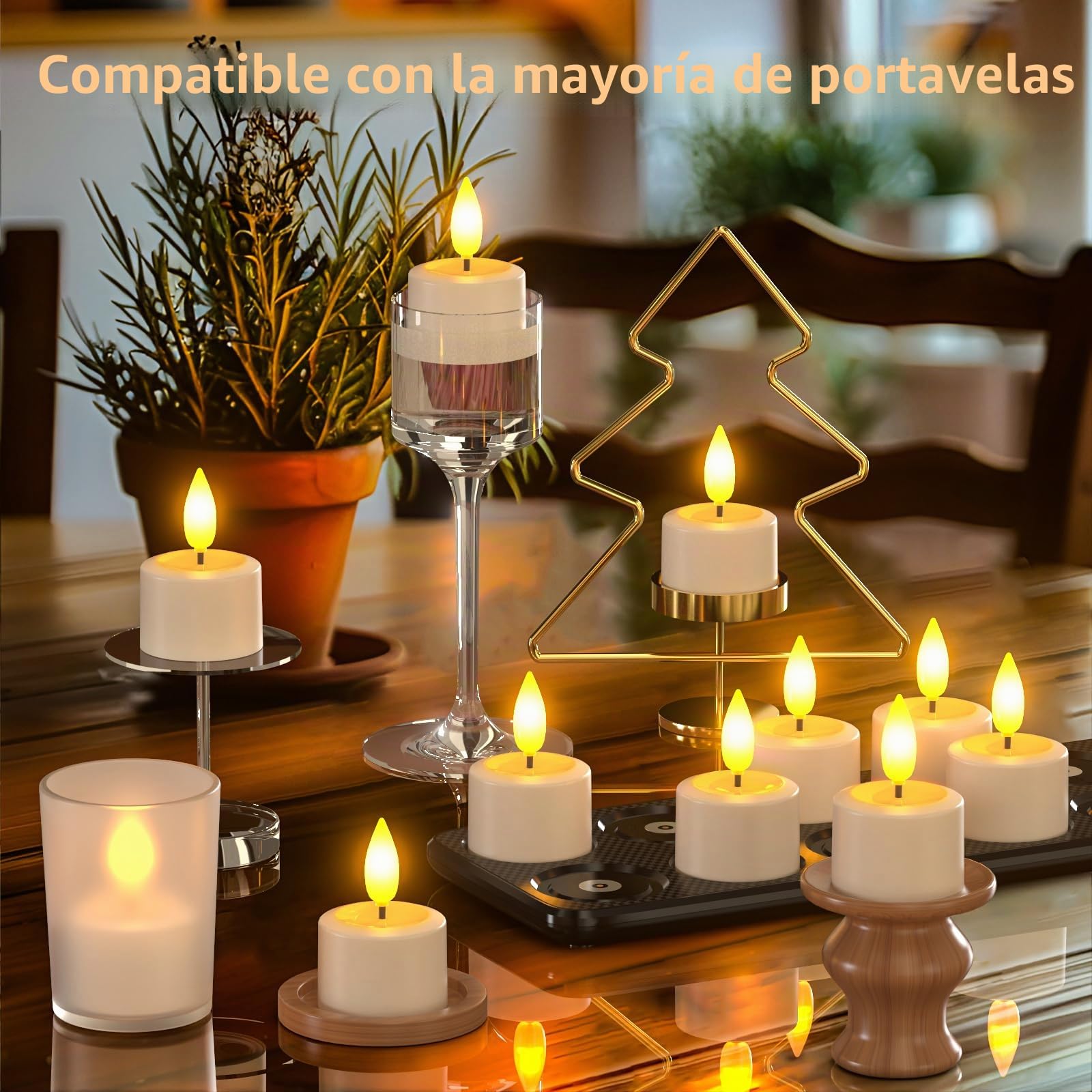 PChero Velas LED Efecto Llama, 12pcs Kit Velas de Te Luces LED con Pilas Blancas Pequeñas Velas Electricas Flotantes Decorativas para Navidad Halloween Exterior Balcon Fiesta Decoración Habitacion