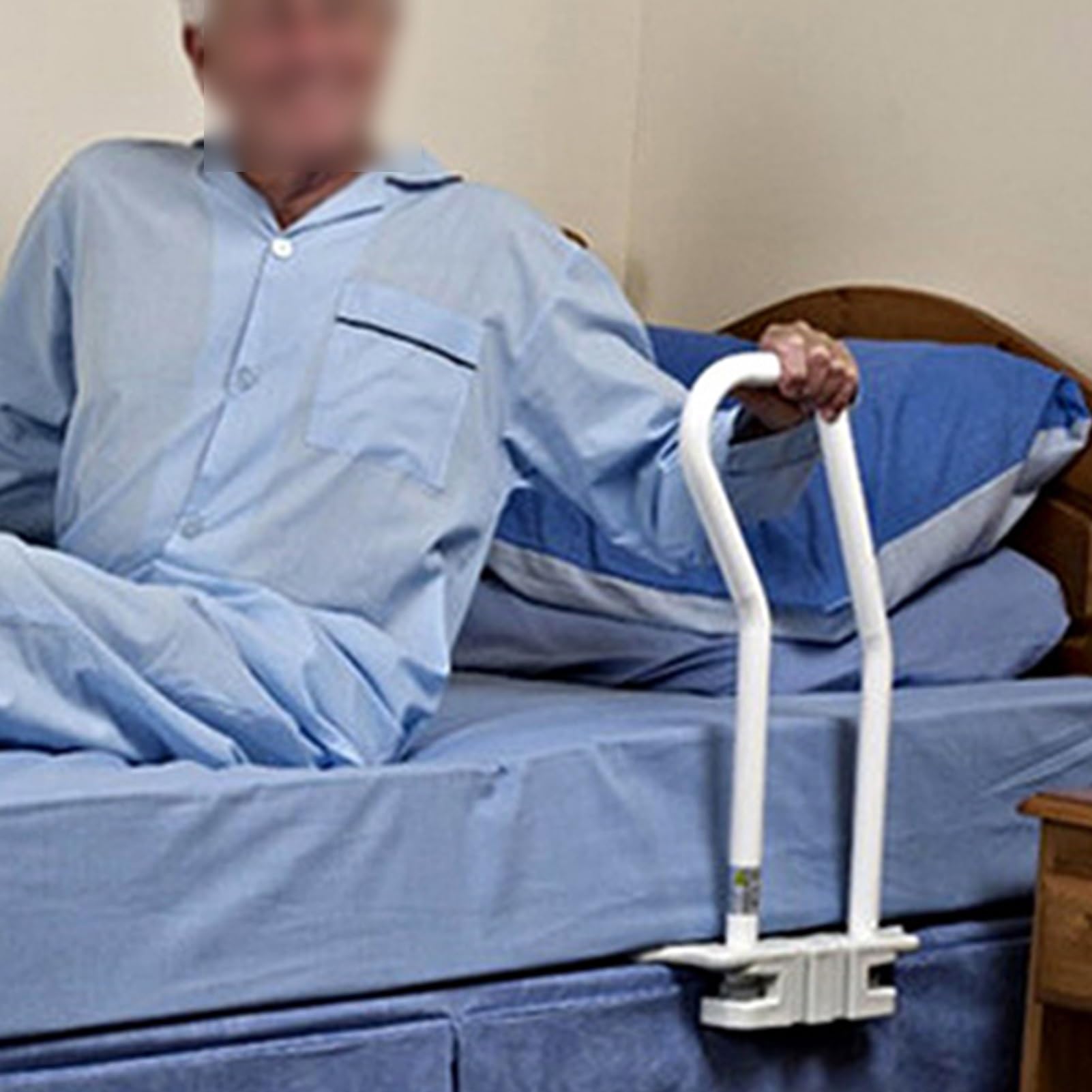 Wytrzymała szyna do łóżka dla seniorów, konstrukcja ze stali węglowej, wysokość 57 cm, odpowiednia do wszystkich rodzajów łóżek, solidna pomoc dla bezpiecznego przenoszenia i stabilności
