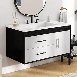 14 Marble Bathroom Ideas for Elegant Bright Luxury Appeal 39 DWVO 36 Inch Floating Bathroom Vanity with Sink, Wall Mounted Bathroom V...